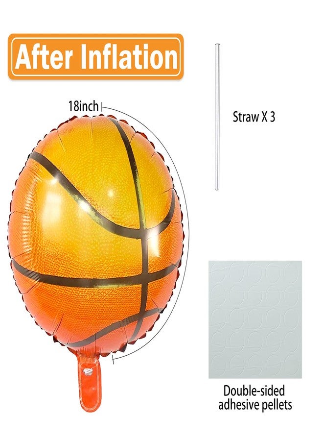 BIEUFBJI 18 Inch Basketball Balloons Aluminum Foil Balloon Sport Party Basketball Theme Birthday Party Supplies Decor 10 PCS - Image 2